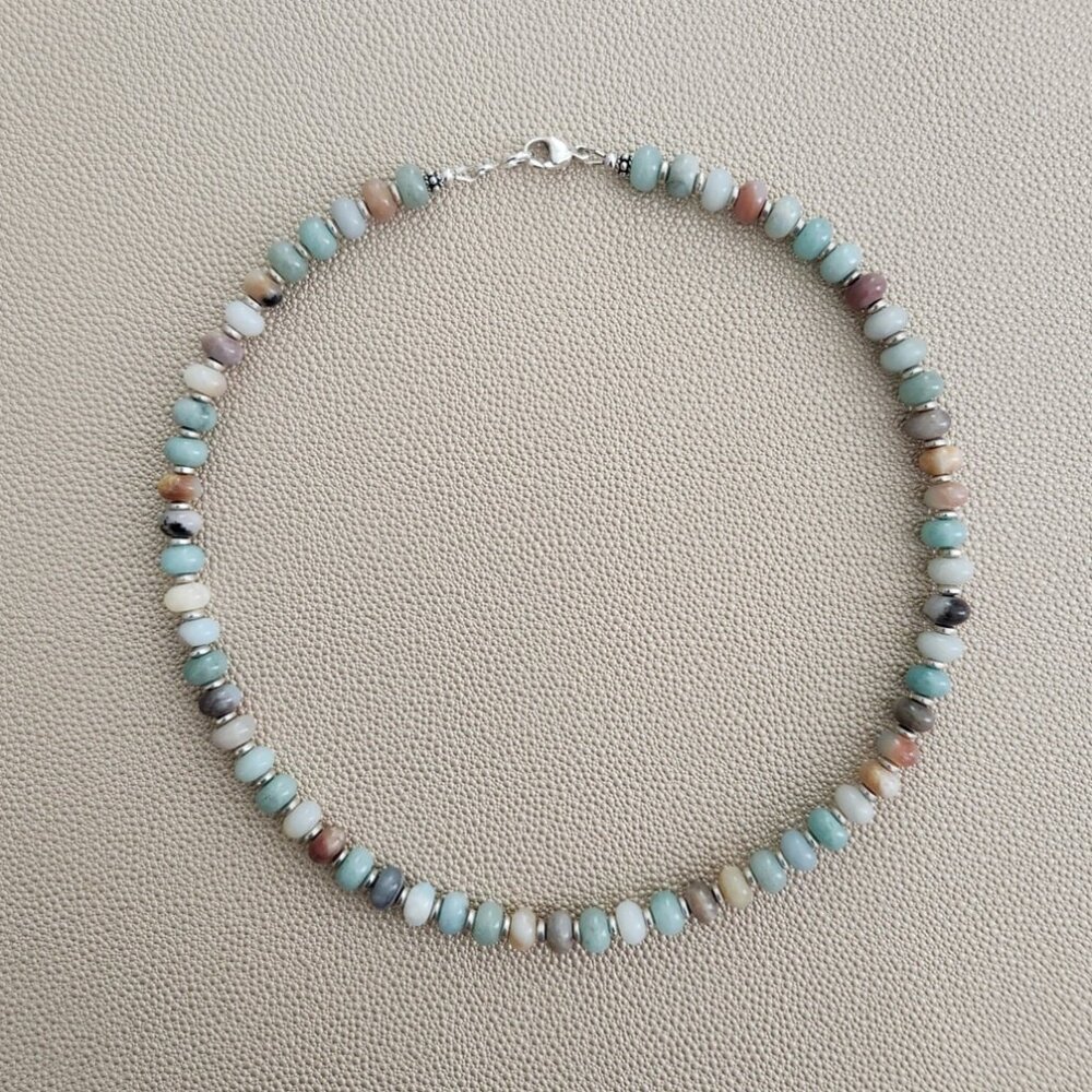 NATURAL AMAZONITE GEMSTONE NECKLACE --16"